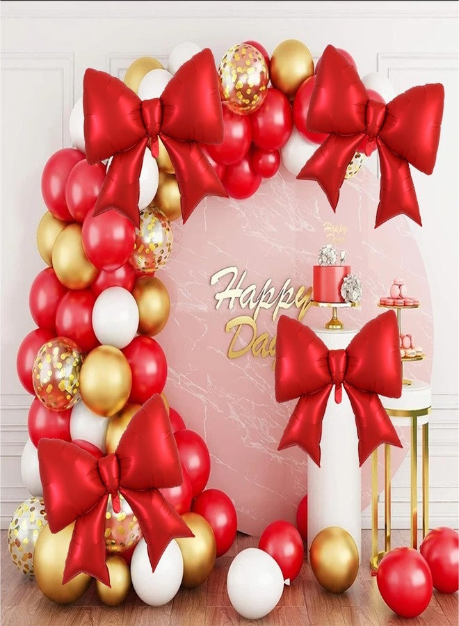 Vuzvuv 5Pcs 38 Inch Giant Red Bow Balloon for Birthday Party, Red Coquette Birthday Decorations for Gender Reveal, Baby Shower,Wedding Bridal，Theme Party - Image 5
